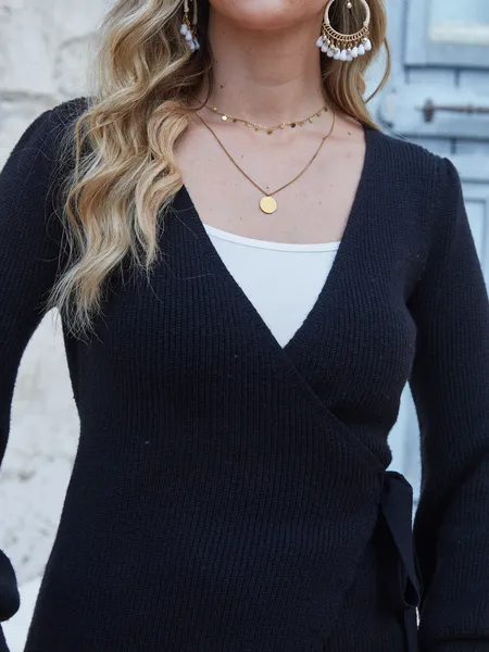TEEK - Black Ladies Cross Strap Sweater