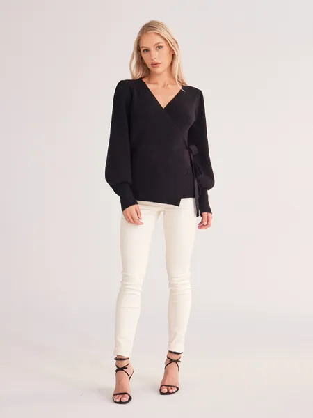 TEEK - Black Ladies Cross Strap Sweater