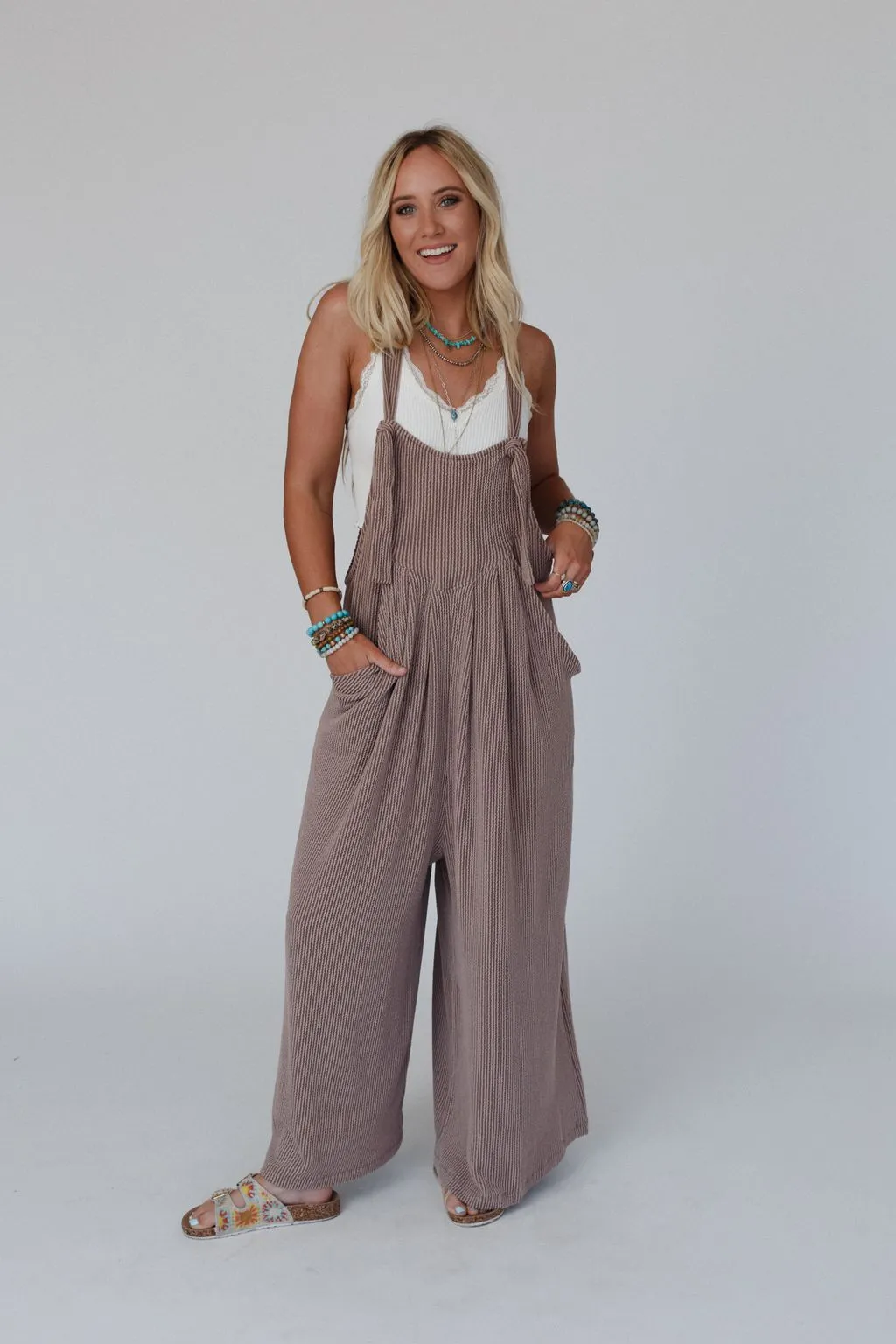 The Nest Urban Light Textured Jumpsuit - Acorn