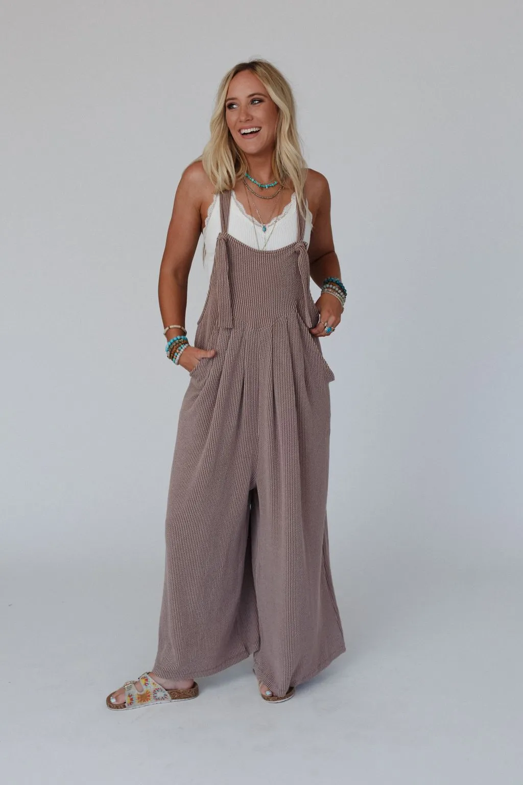The Nest Urban Light Textured Jumpsuit - Acorn
