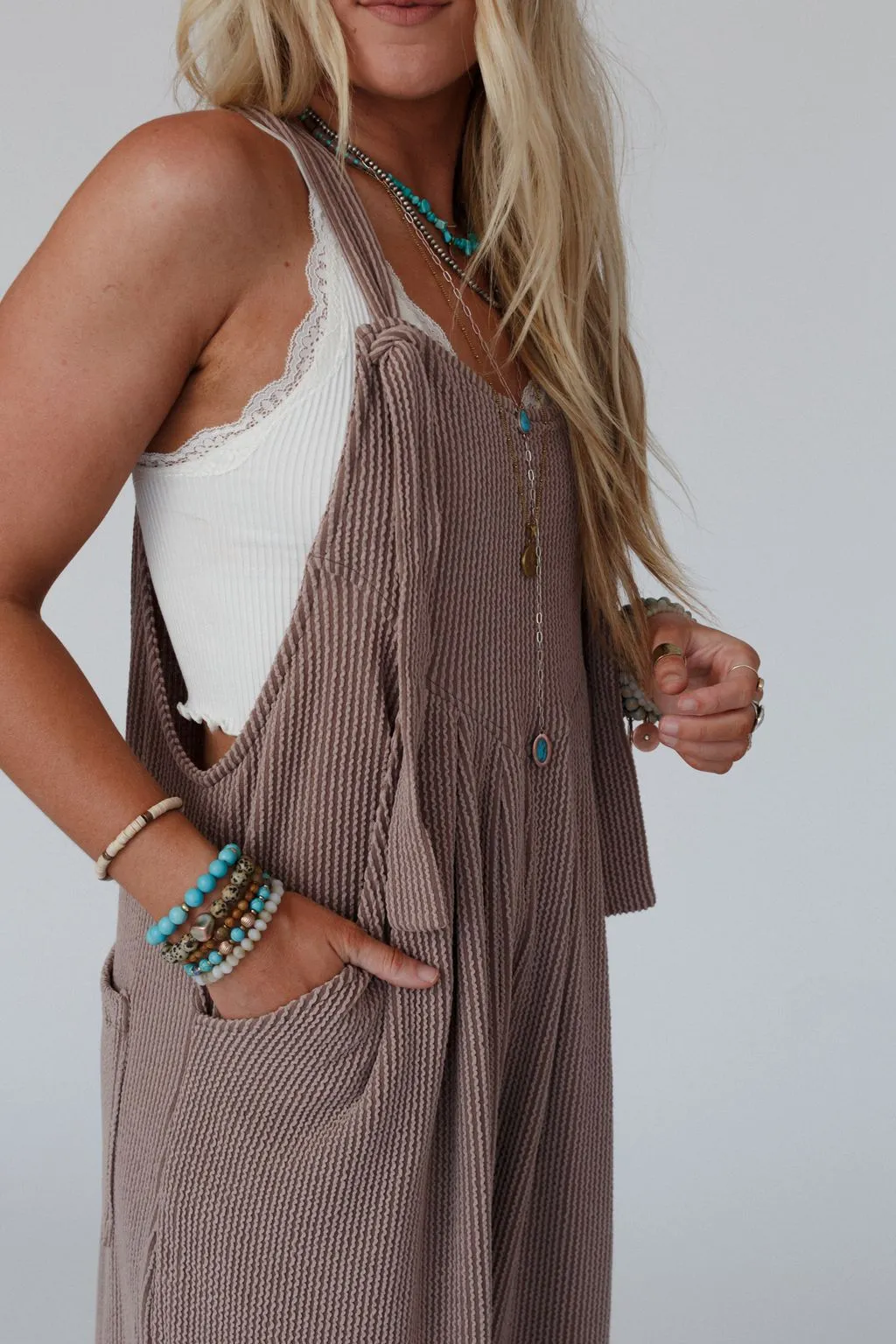 The Nest Urban Light Textured Jumpsuit - Acorn