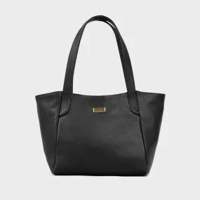 'URBAN TOTE' Black Pebble Grain Real Leather Work Tote Bag
