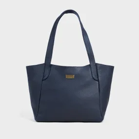 'URBAN TOTE' Navy Pebble Grain Real Leather Work Tote Bag