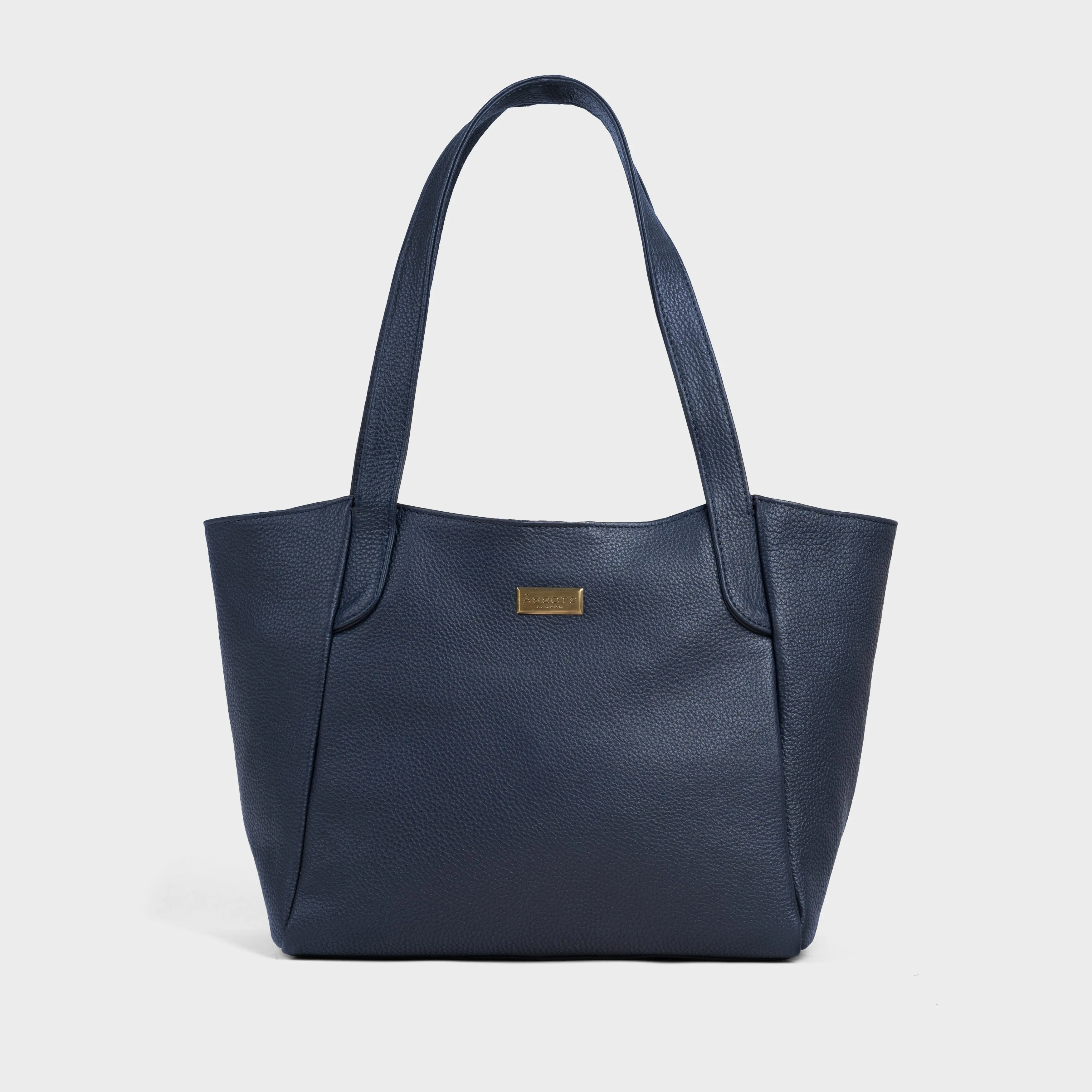 'URBAN TOTE' Navy Pebble Grain Real Leather Work Tote Bag