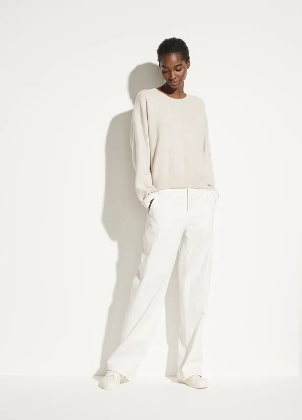Vince - Double Layer Crew in Biscuit/Optic White