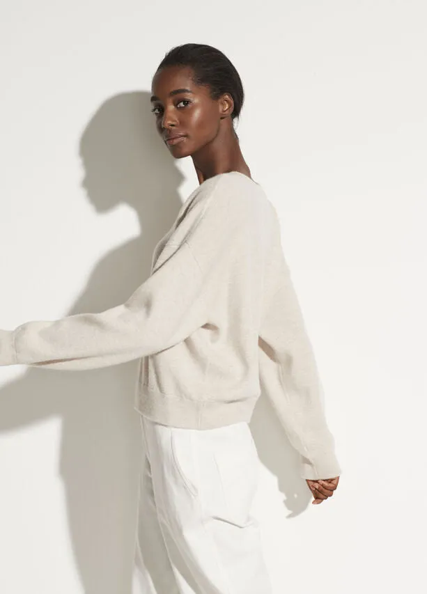 Vince - Double Layer Crew in Biscuit/Optic White